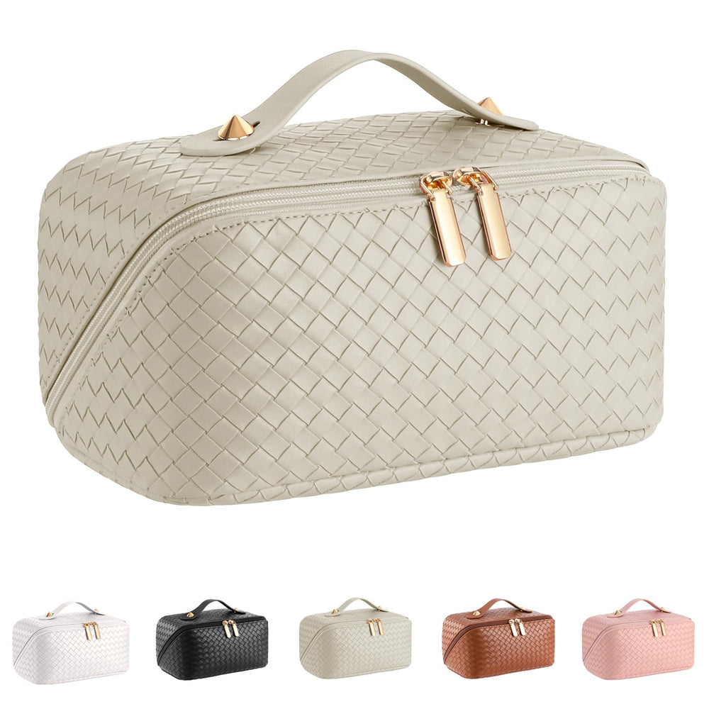 ALEXTINA travel cosmetic bag in khaki with waterproof exterior for travel