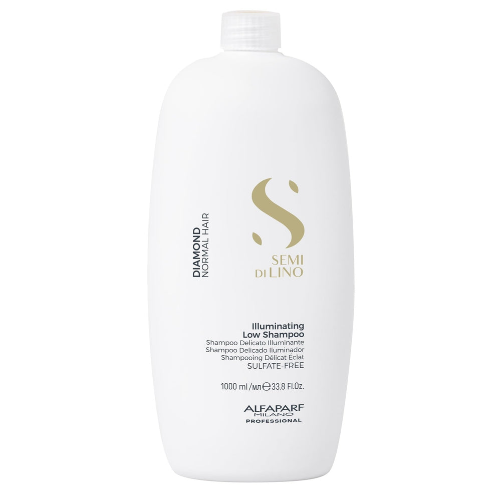 ALFAPARF Milano Semi di Lino Diamond shampoo bottle with premium color-safe shine.