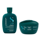 Alfaparf Milano Semi di Lino Reconstruction Shampoo bottle pouring for hair fiber reconstruction