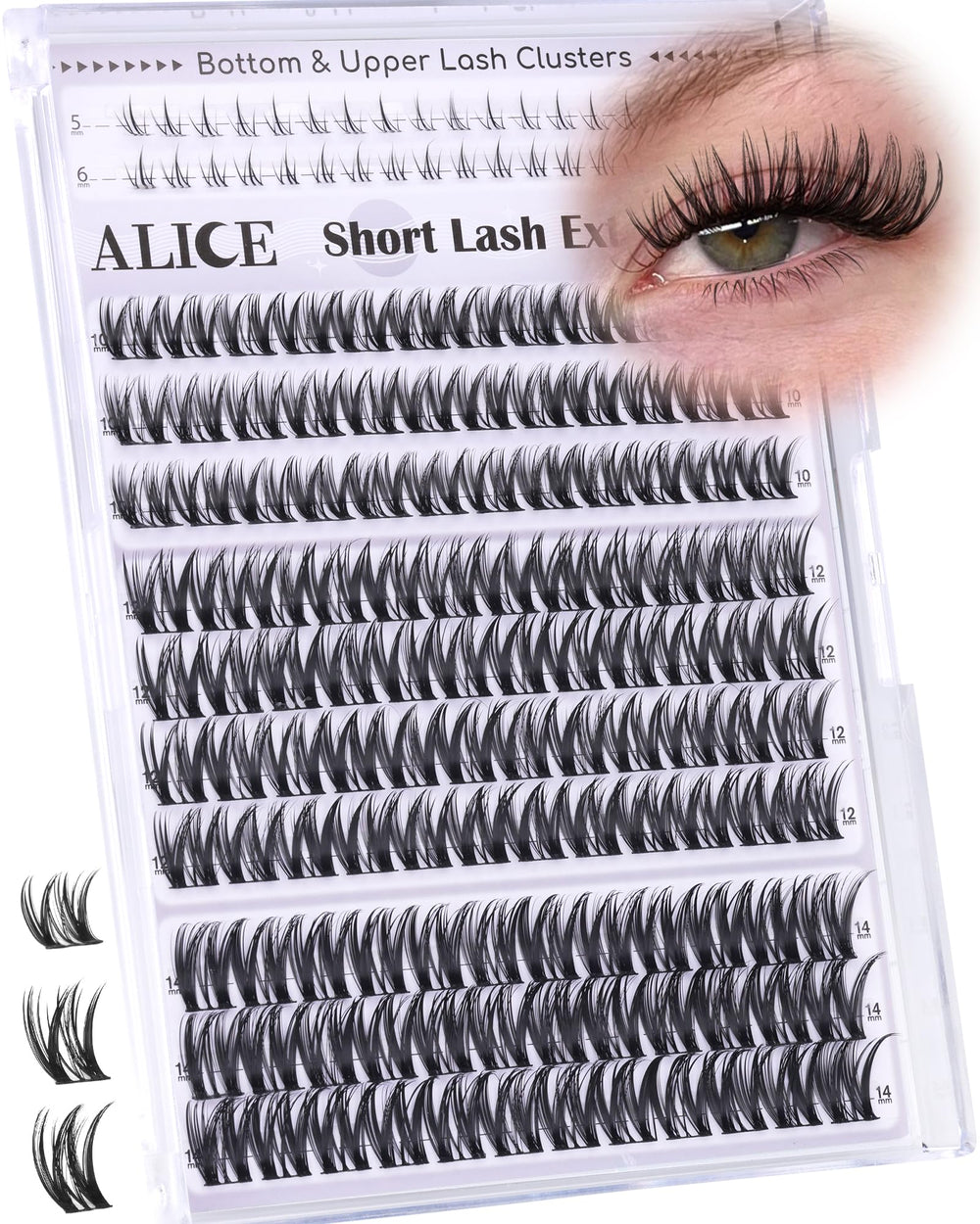 ALICE Flaunt Lash Clusters with natural gradient 10-14mm for a believable daytime look