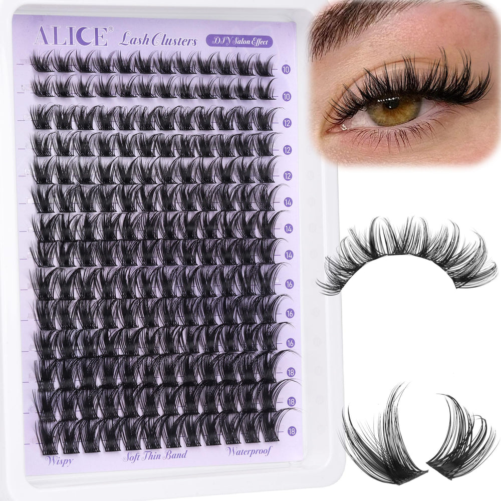 ALICE Lash Clusters wispy extensions 10-18mm for natural light lash enhancement.