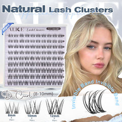 ALICE natural lash clusters show 8-12mm wispy length for a refreshed gaze.