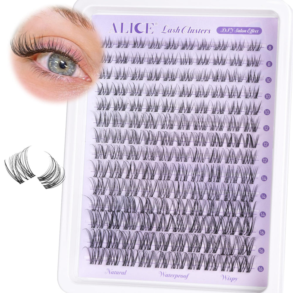 ALICE Wispy Lash Clusters with invisible band blend naturally for a seamless look.