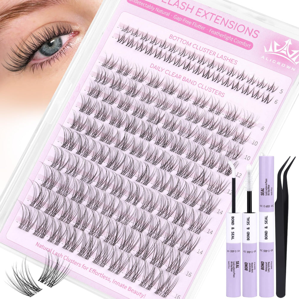 ALICROWN HAIR wispy lash clusters kit for natural volume and easy DIY wear.