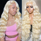 Alimubi Hair 613 lace front wig 30 inch body wave blonde for daily wear
