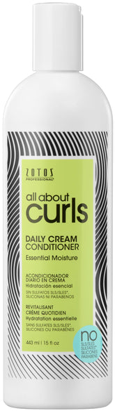 All About Curls crema diaria: botella frontal para hidratación de rizos