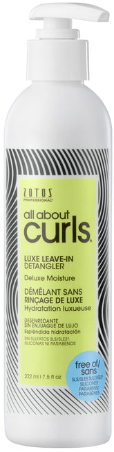 ALL ABOUT CURLS Luxe Desenredante sin enjuague, botella lista para peinado suave.