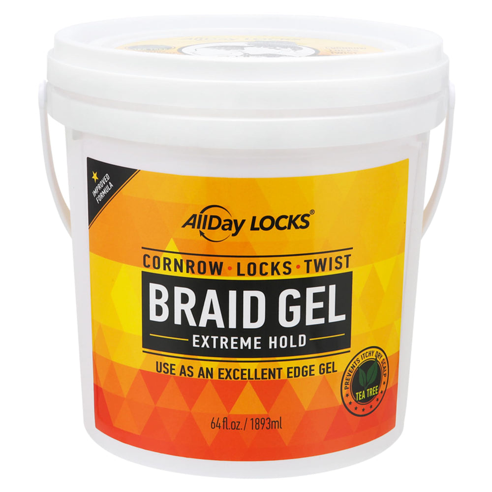 AllDay Locks Braid Gel Bottle Pour shows precise application for strong hold.