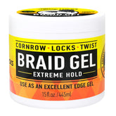 AllDay Locks Braid Gel Extreme Hold jar for long-lasting braided styles.