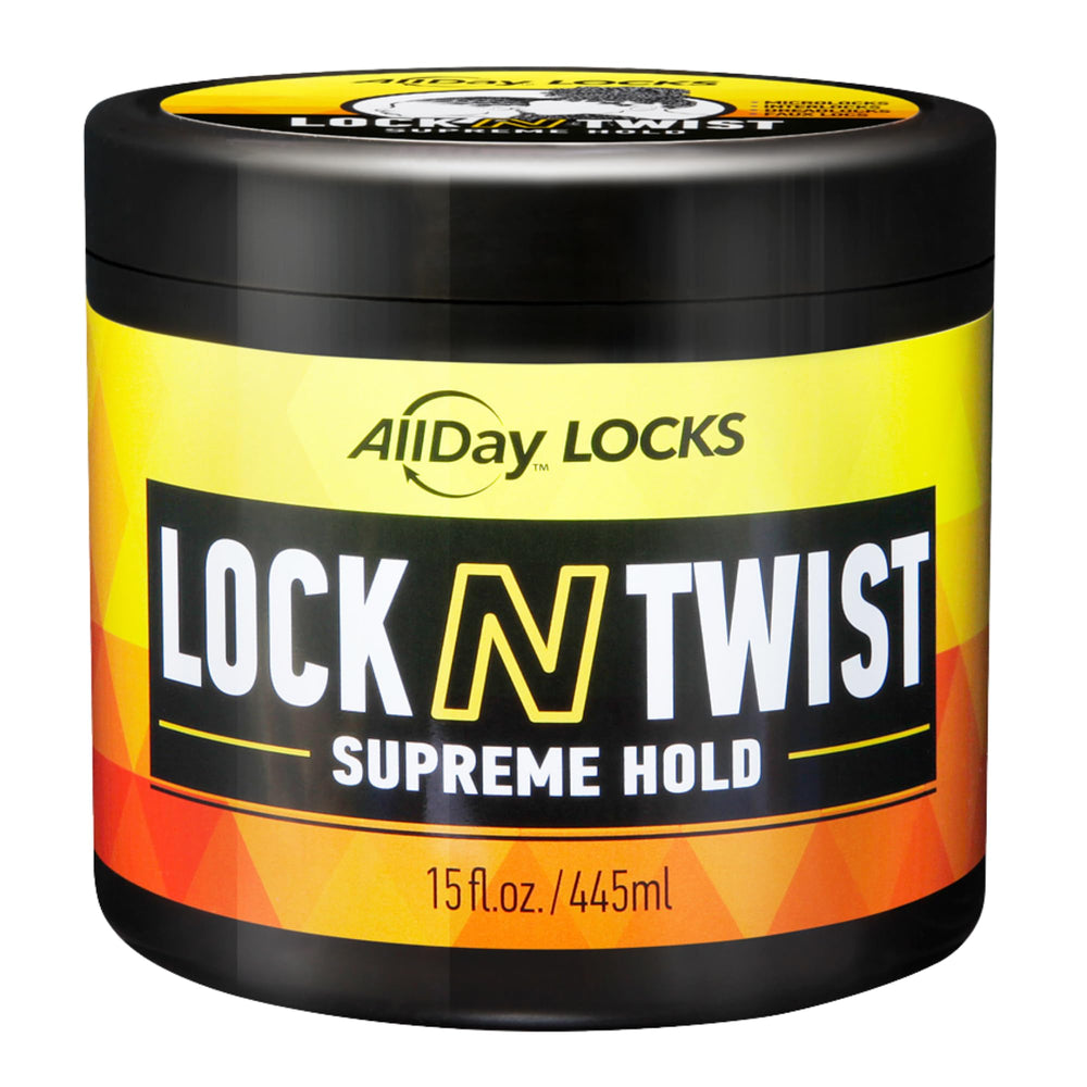 AllDay Locks gel fijador supremo para locs, jarro de 15 oz, acabado duradero.