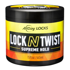 AllDay Locks gel fijador supremo para locs, jarro de 15 oz, acabado duradero.