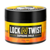 AllDay Locks Lock N Twist Supreme Hold en tarro, ofrece agarre duradero para peinados.