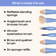 ALLEYOOP brow and eyeliner brush in-use shot emphasizes control for sharp lines.