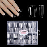Allstarry Duck Nail Tips con cobertura completa transparente para uñas largas y diseños claros.