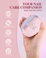 Allyplay two-speed nail clipper enables gentle trimming and polishing at home.