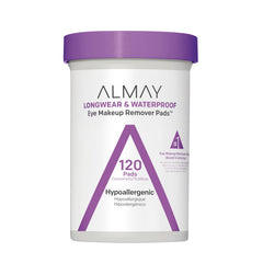 Almay biodegradable eye makeup remover pads in packaging for sensitive eyes.