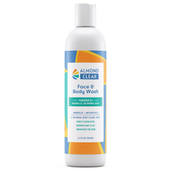 Almond Clear bottle pour — daily cleansing for face and body.