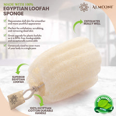 ALMOONI Egyptian loofah sponge pack back view showing packaging