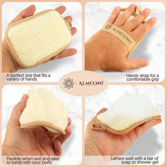 ALMOONI lufa con agarradera integrada, manejo cómodo para exfoliar todo el cuerpo.