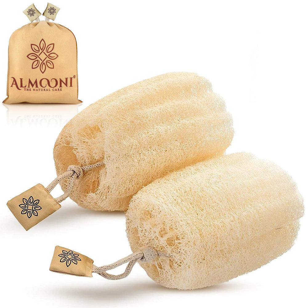 ALMOONI lufa egipcia exfoliante para cuerpo en la ducha, suave y eficaz.