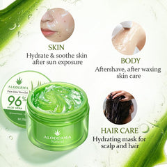 Calma cuero cabelludo y cabello con gel de aloe vera de Aloderma