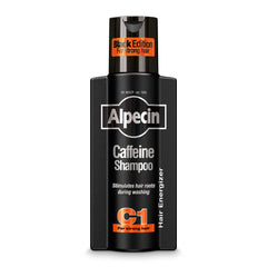 Botella de Alpecin C1 Black Edition con posible fortalecimiento de raíces.