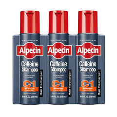 Alpecin Caffeine Shampoo bottle front for refreshed scalp and fuller look.