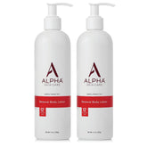 Alpha Skin Care Revitalizing Body Lotion bottle with 12% glycolic AHA for smoother skin.