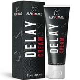 AlphaMale Crema Retrasa Premium, botella, ayuda a controlar el tiempo durante la intimidad.