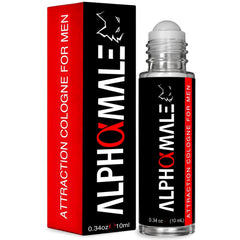AlphaMale Pheromone Roll-On bottle closeup for discreet daily use.