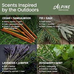 Alpine Provisions aroma-pino-salvia, sensación calmante durante la ducha.