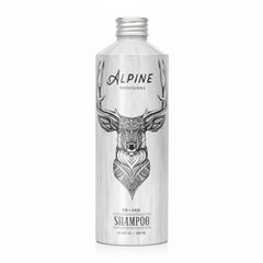 Alpine Provisions Shampoo natural con abeto y salvia en botella, hidratación duradera.