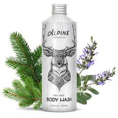 Alpine Provisions: vertido-botella-pino-salvia, experiencia de limpieza suave y revitalizante.