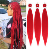 Alremyssy red pre-stretched braiding hair close-up for natural look