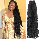 Alrence Faux Locs crochet hair 30 inch worn by model for a full protective style.