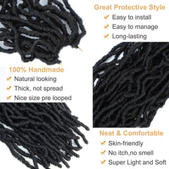 Alrence Faux Locs model demonstrates easy pre-looped installation.