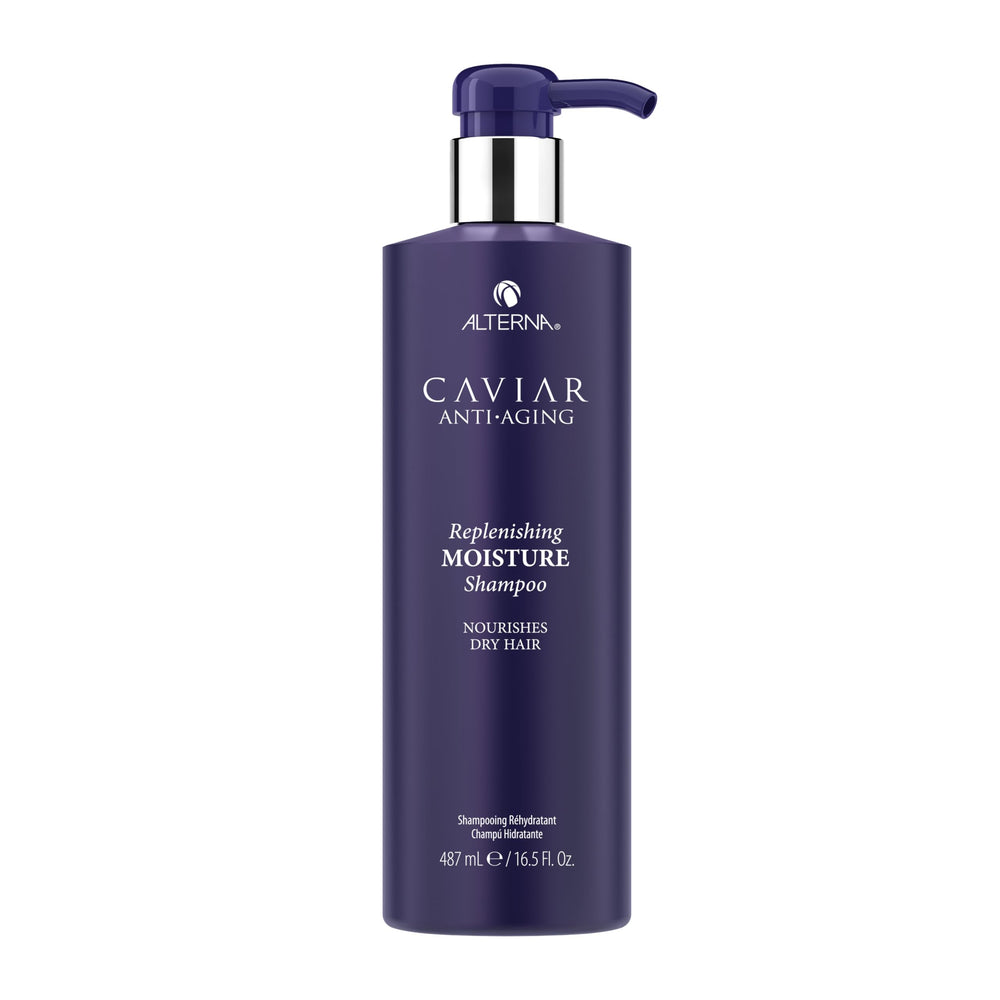 Alterna Caviar Anti-Aging Shampoo bottle close-up highlighting premium cleansing and color protection