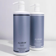 ALURAM Coconut Water Shampoo label closeup emphasizing clean, cruelty-free formula.