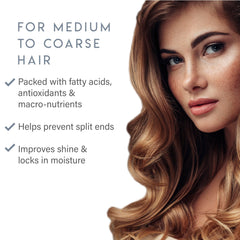 ALURAM Coconut Water Moisturizing Conditioner applied to textured hair for softness and manageability.