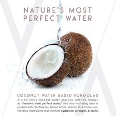ALURAM Curl Shampoo coconut oil glow highlights shine and manageability.