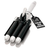 Alure three-barrel curling iron wand side view showing quick, even beachy waves.