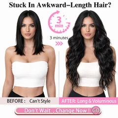 ALXNAN 5-inch wide clip-in wefts with two clips for secure quick wear.