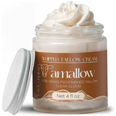 Amallow beef tallow whipped moisturizer jar showing rich, hydrating texture