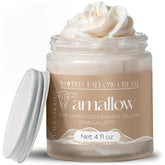 Amallow beef tallow whipped moisturizer in a Vanilla Latte jar for deep hydration.