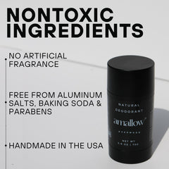 Amallow desodorante natural: ingredientes clave como sebo y magnesio cuidan la piel sensible.