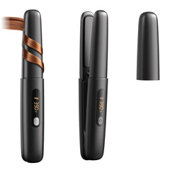 Amazebra cordless hair straightener curler 2in1 compact in use for travel touch-ups