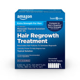 Amazon Basic Care Minoxidil 5% bottle ready for vertex-area hair regrowth application