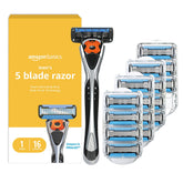 Amazon Basics 5-Blade MotionSphere razor handle for a smooth glide.