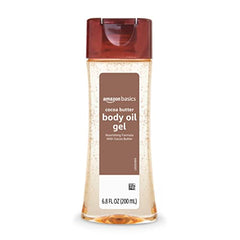 Amazon Basics Cocoa Butter Oil Gel packaging shown for the four-pack