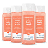 Amazon Basics clarifying pink grapefruit body wash foaming bottle for daily use.